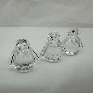 SWAROVSKI Crystal Baby Penguin Figurines Set of 3 With Glass Plate 1/2"
